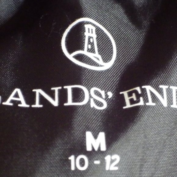 Puffer Down Vest/ Land's End/ Black & White Arabesque/ Size Med 10-12 - Picture 5 of 6